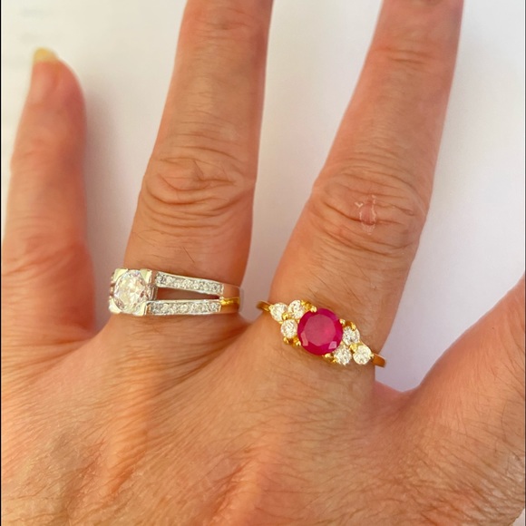 Gold rings Ruby ring red rings ruby gold rings - Picture 3 of 5